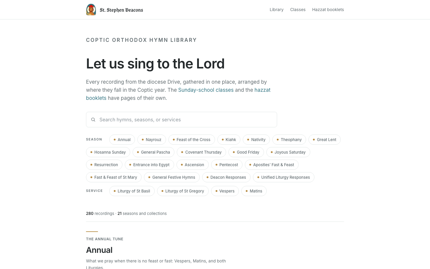 St. Stephen Deacons website preview